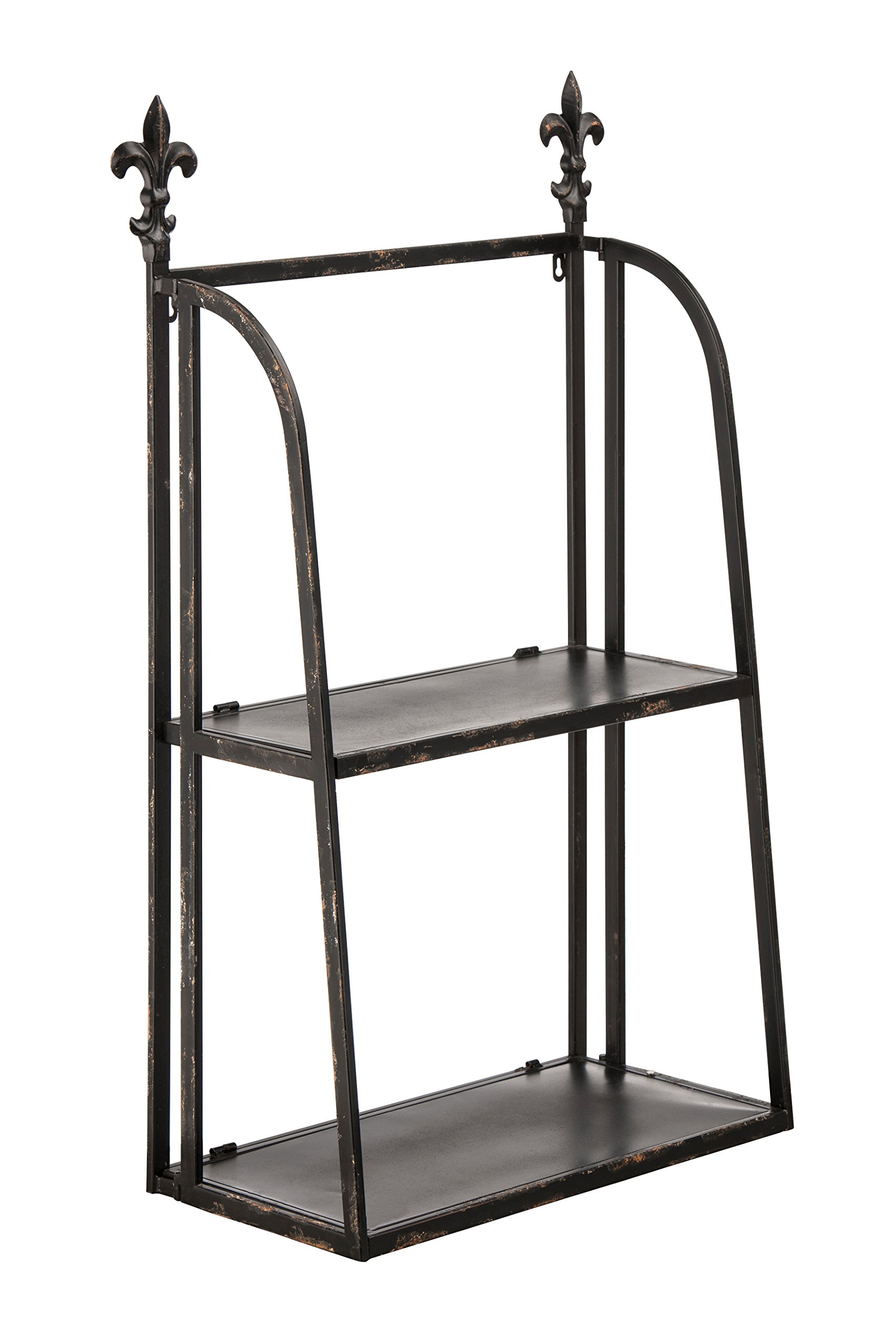 Premier Housewares Wall Mountable 2-Tier Shelf Unit, Black