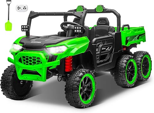 Camión volquete de 2 plazas de 24 V con control remoto, automóvil eléctrico de 6 ruedas 4WD para niños grandes con cama de descarga eléctrica,