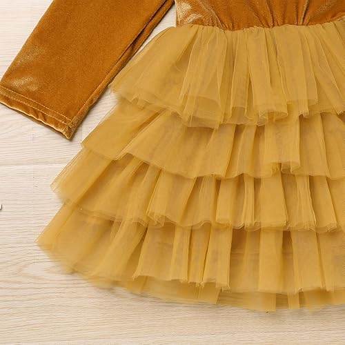 Miniatura 6 de IDOPIP Vestido de tutú de terciopelo para niñas pequeñas de manga larga de princesa Navidad cumpleaños boda para otoño invierno