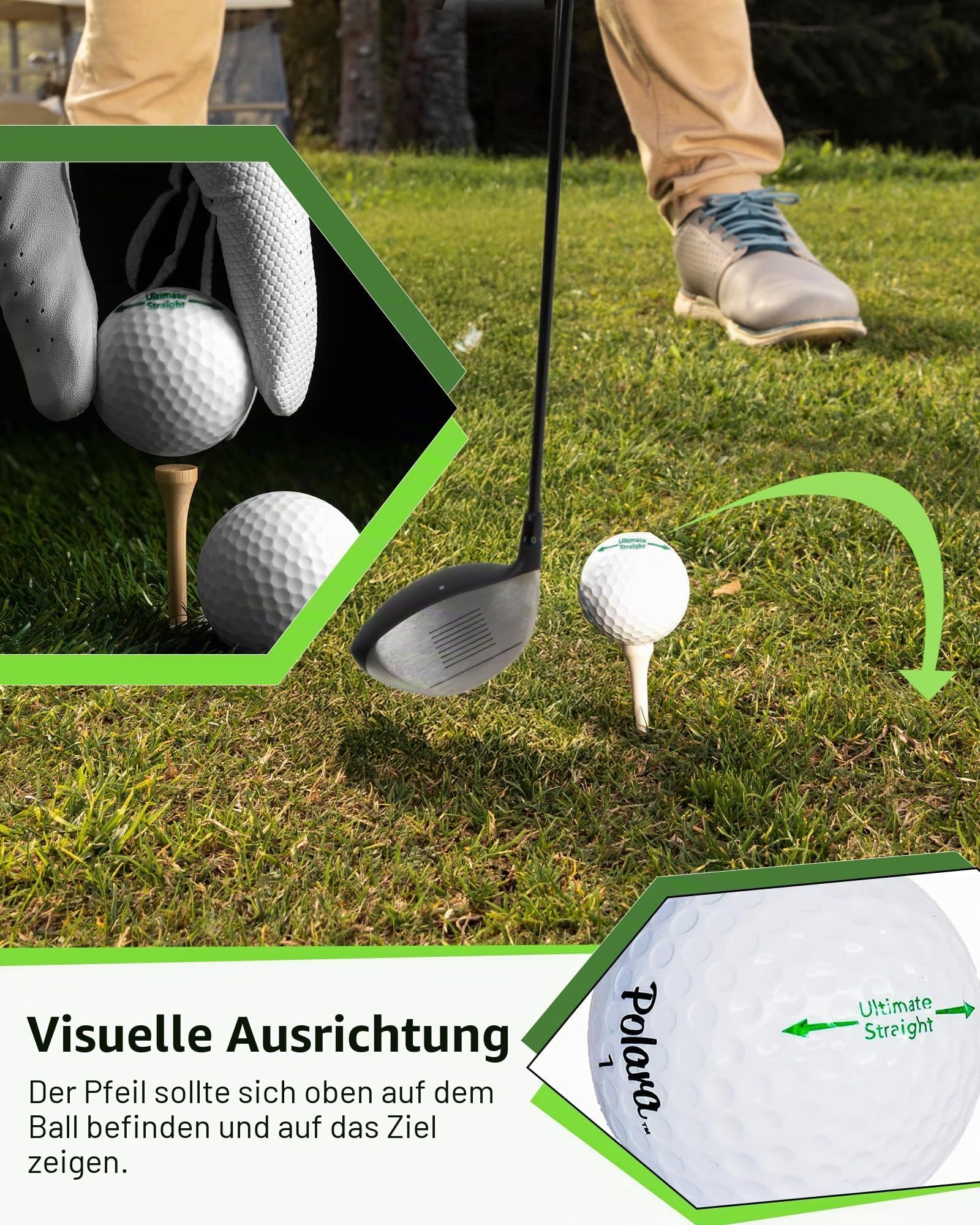 Polara Selbstkorrigierende Golfbälle, entworfen, um Haken und Scheiben zu korrigieren, perfekt für Freizeit-Golfer, 12 Stück