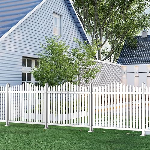 Miniatura 2 de TANG Panel de valla de vinilo de PVC blanco de 32 pulgadas de alto x 84 pulgadas de ancho, valla decorativa de jardín para patio, pasarelas, 34