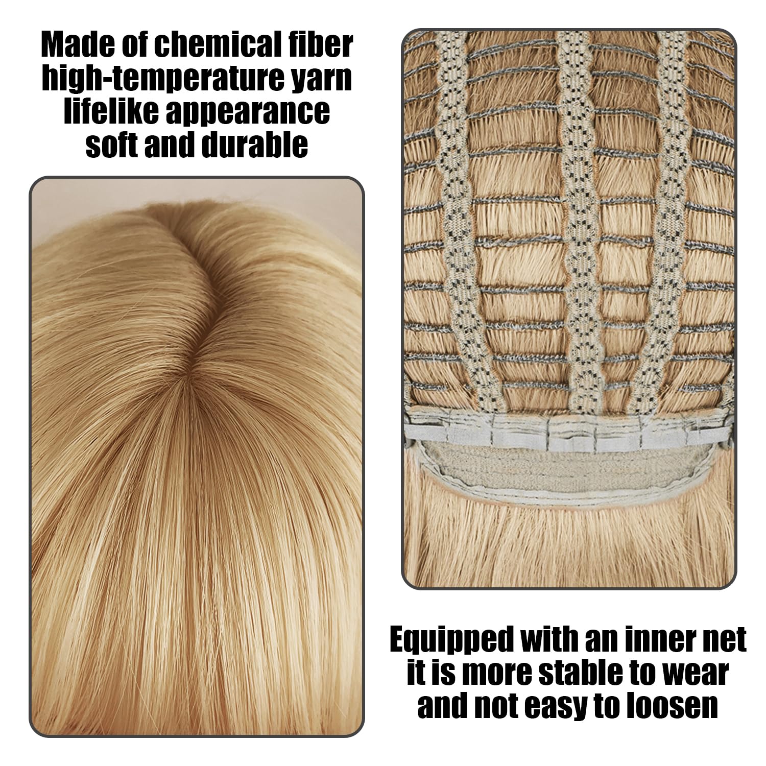 1 Piece Short Curly Bob Wig - Blonde & Brown Mixed Gold Chemical Fiber - Breathable, Suitable for Commuting Parties & Birthdays (35cm) - Image 3