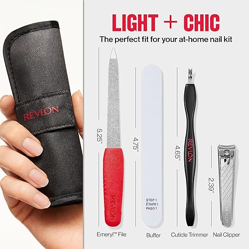 Miniatura 6 de Revlon Kit esencial de manicura con estuche de viaje, juego de manicura para el cuidado de uñas con recortador de cutículas de doble extremo,