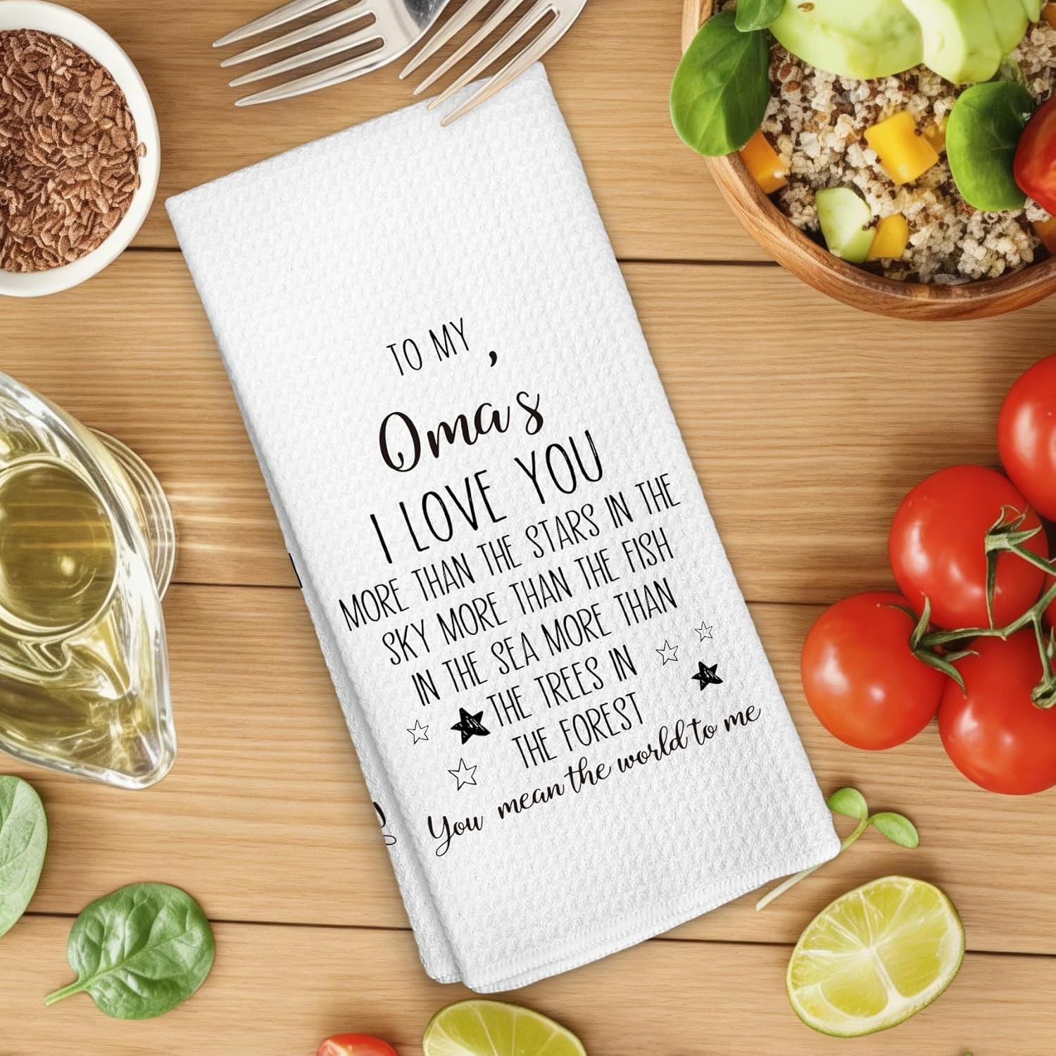 Oma Gifts Kitchen Towels, Oma Gifts for Mother's Day Dishcloth Dish Tea Towels for Kitchen, to My Grandma I Love You Sentimental Decorative Hand Towel, 16x24 Inch - Image 3
