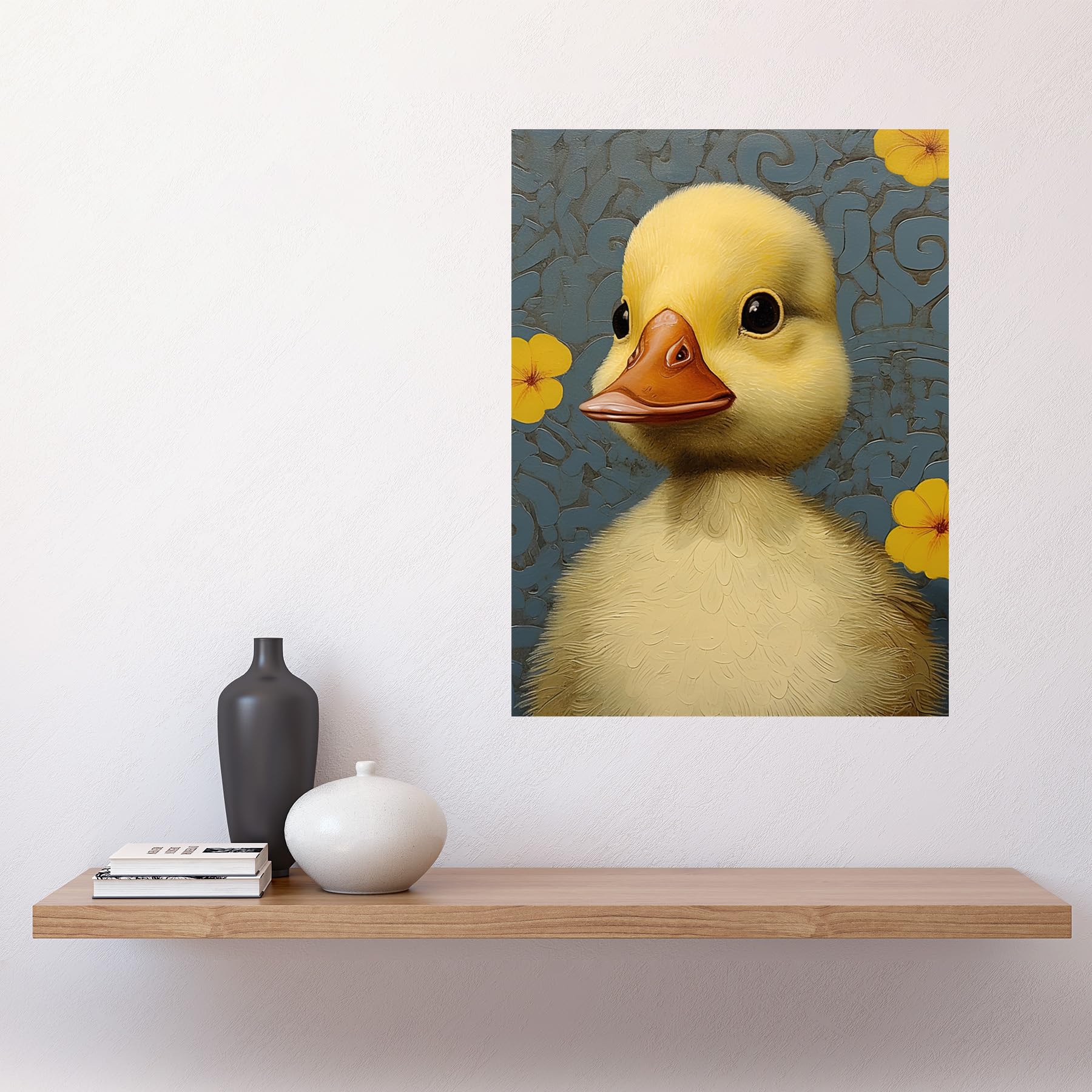 Artery8 Duckling with Flowers Oil Painting Kids Bedroom Baby Nursery Duck Large Wall Art Poster Print Thick Paper 18X24 Inch - Image 2