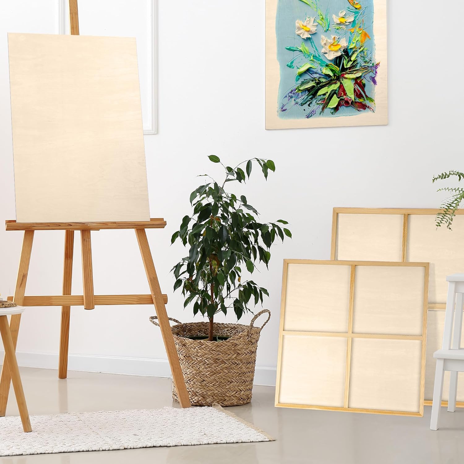 Aodaer 4 Pack Wood Panels 30 x 40 Inch Wooden Panels Canvas Unfinished Craft Wood Boards Panel for Art Crafts Acrylic and Oil Painting Pouring DIY Projects