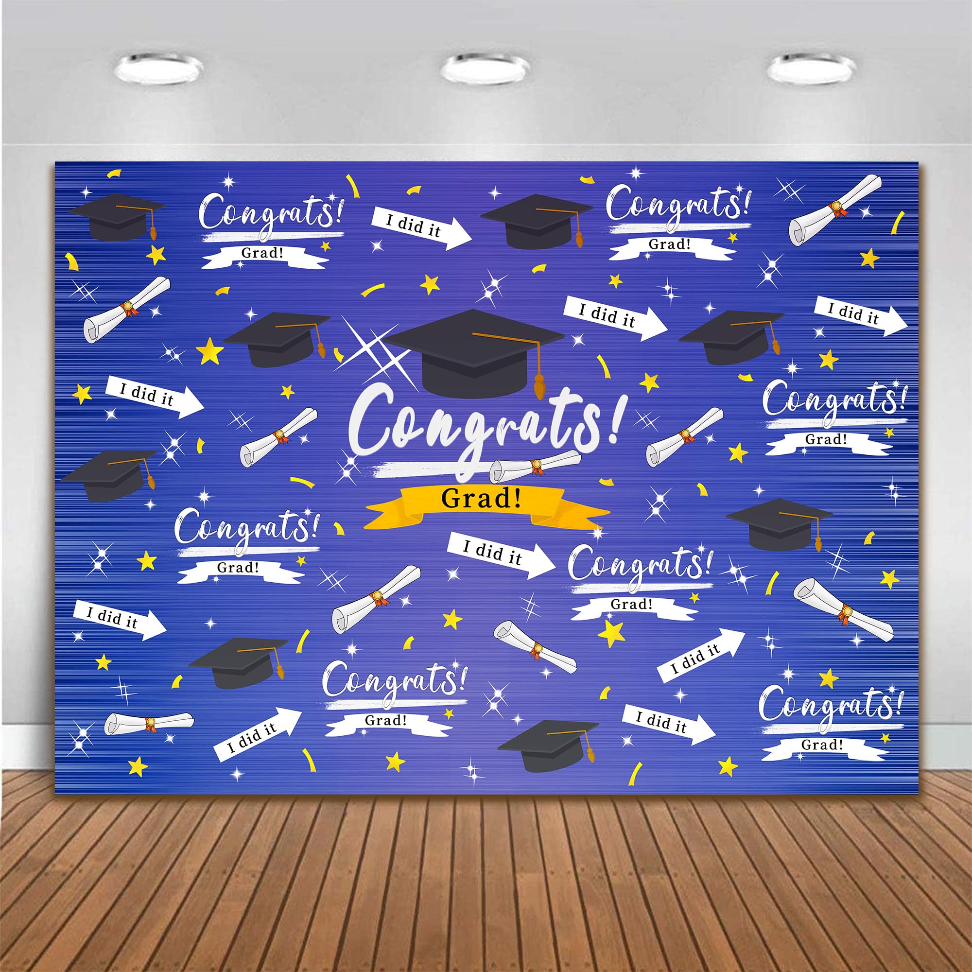 7x5 FT Graduation Photo Backdrop Class of 2026 Graduate Picture Backdrop Blue Congrats Grad Background Graduation Supplies Prom Party Banner Photo