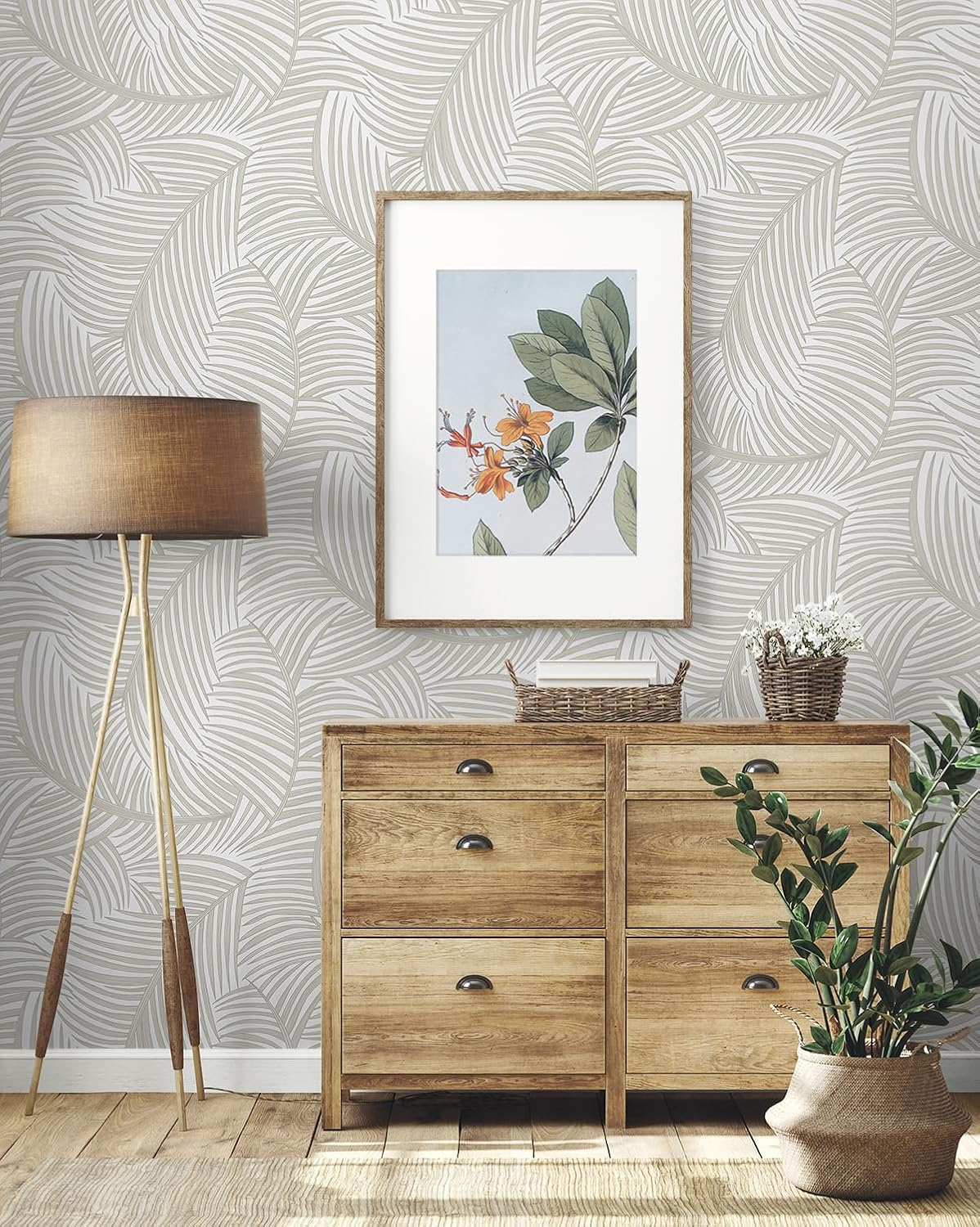 NextWall Tossed Palm Fronds Peel and Stick Wallpaper (Sea Salt)