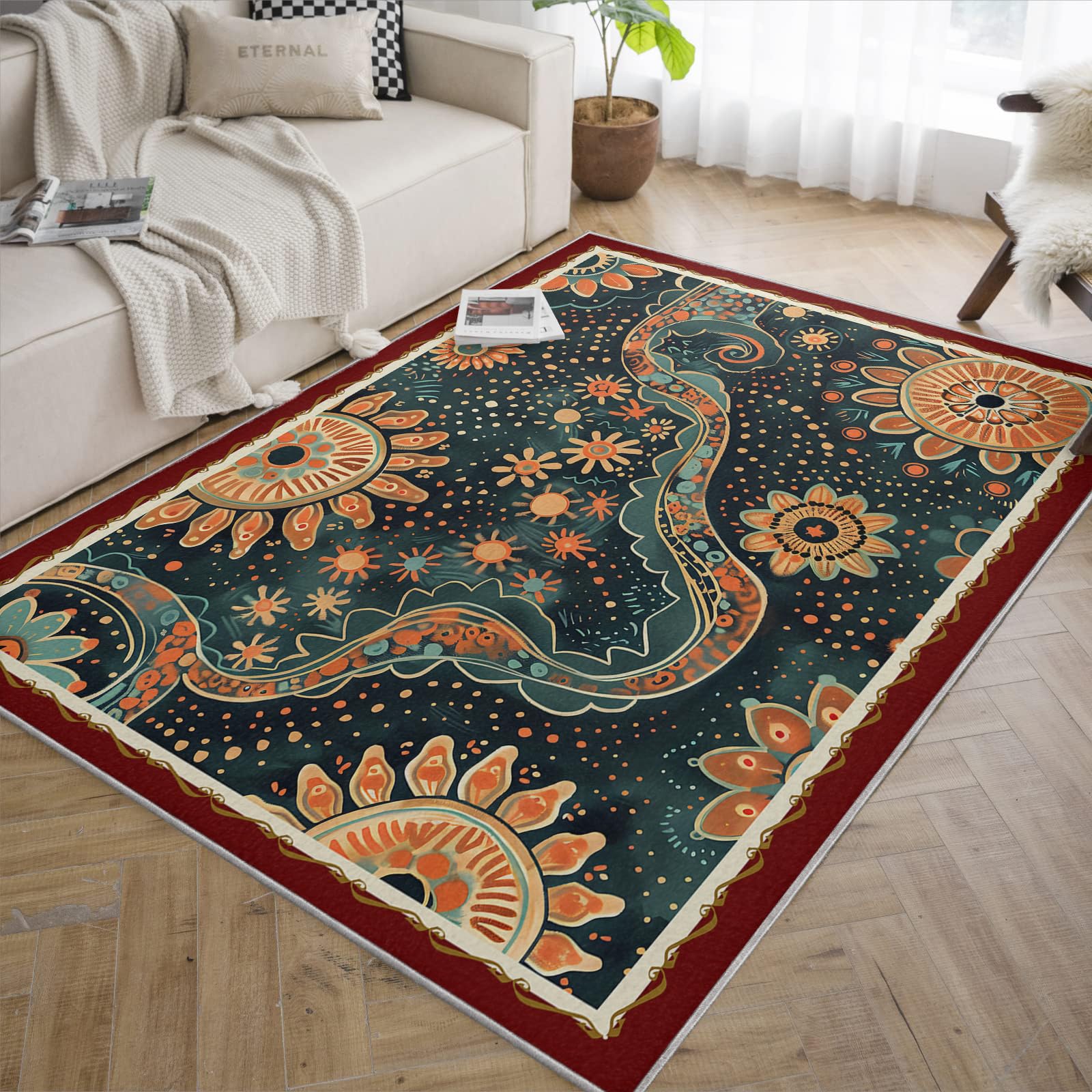 Tapis abstrait lavable et résistant aux taches