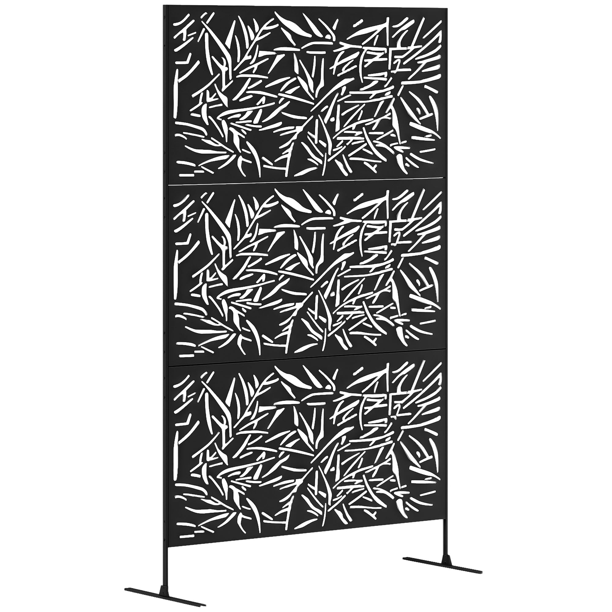 Outsunny 6.5FT Decorative Garden Privacy Screen, Bamboo Style, Black