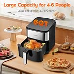 Friteuse à air grande capacité de 6.2 Qt 1500W avec panier antiadhésif, friteuse multifonction 8-en-1 avec préréglages, cuiseur pour repas sains et à faible huile, fonctionnement pratique