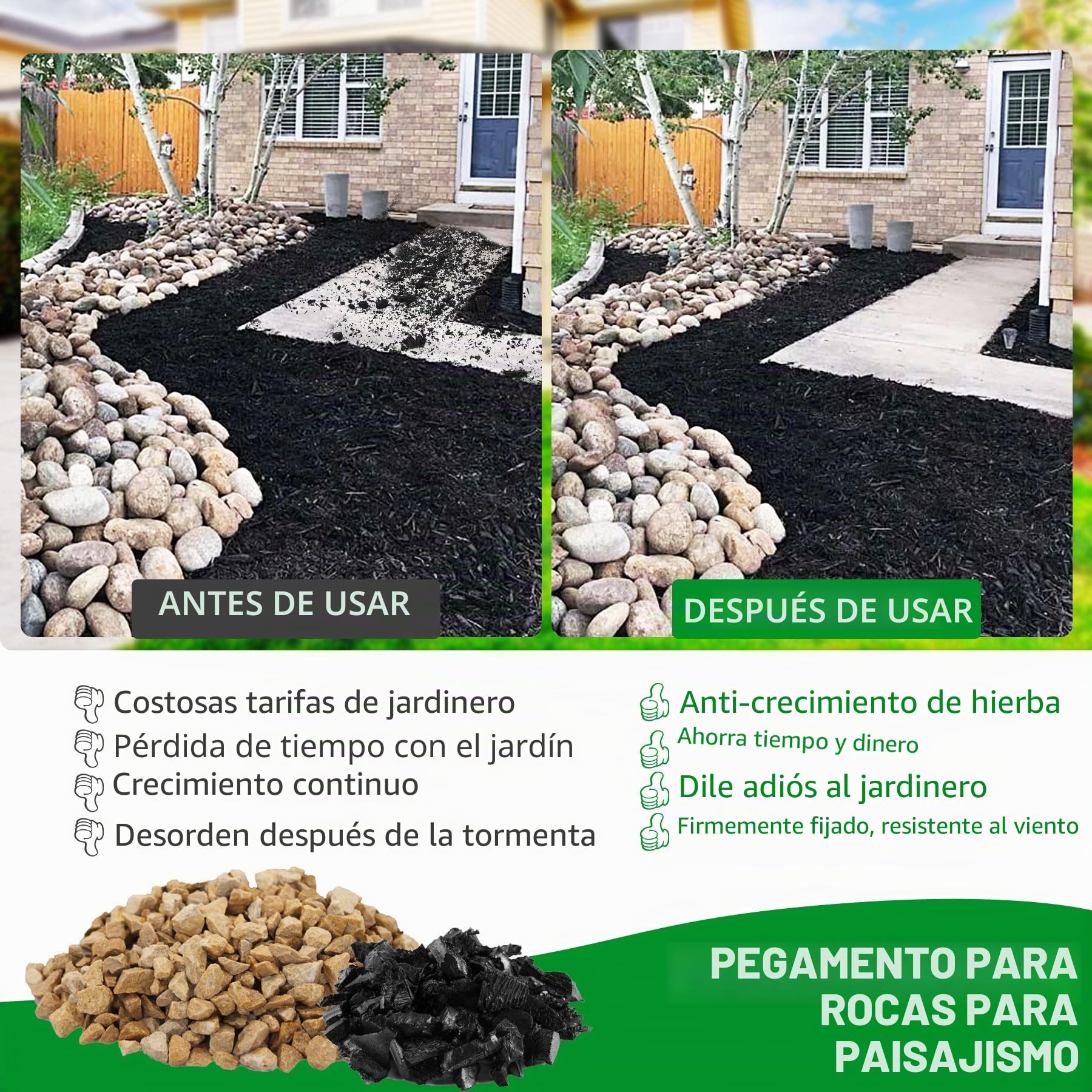 Resina Fijador Grava - Aglutinante para Grava, Adhesivo Extra Fuerte para Piedras, Pegamento para Mantillo para Fijar Piedras, Grava, Corteza - Estabilizador de Grava para Senderos, Terrazas (4 Liter)