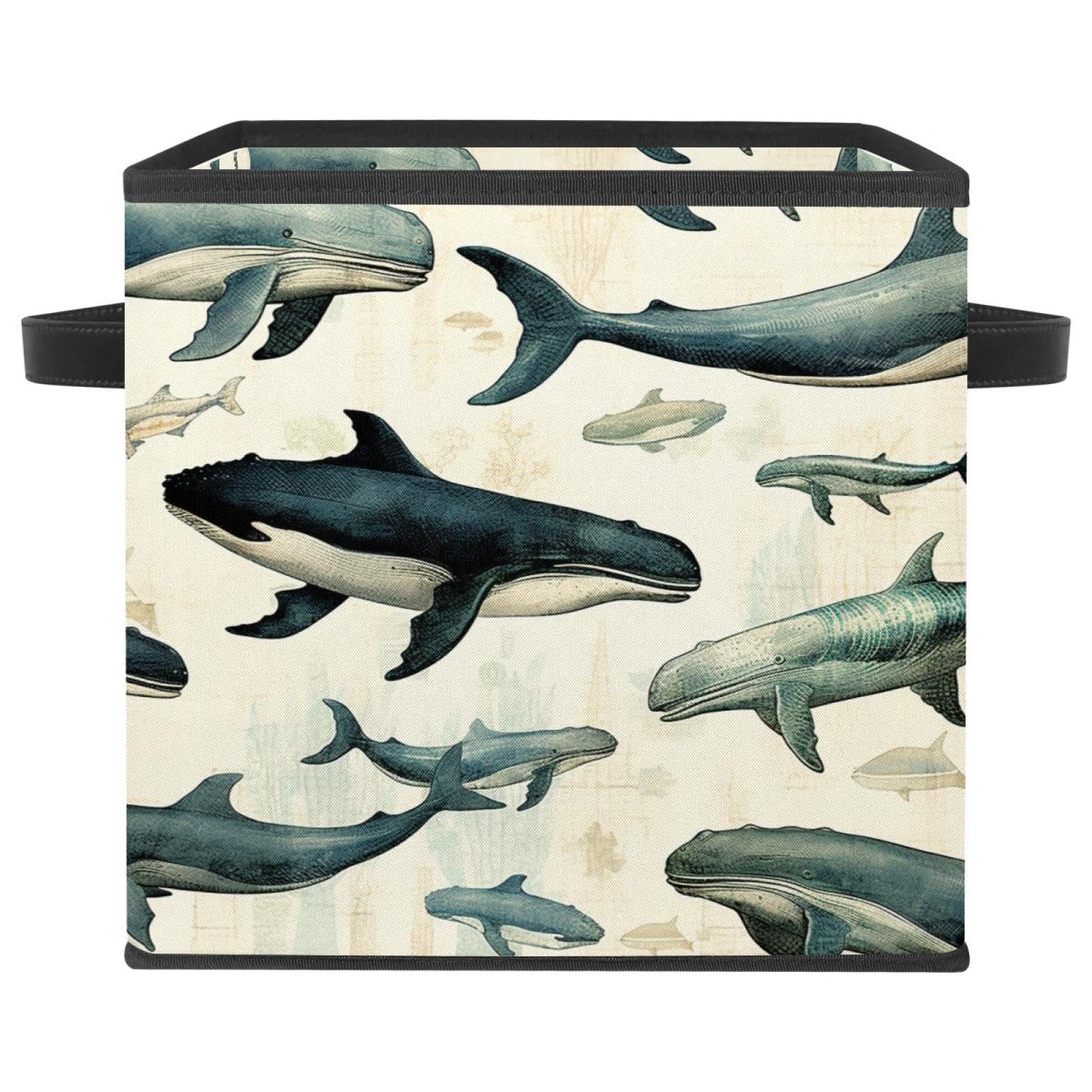Boîte de rangement cube baleine 28cm en tissu pliable pour armoire