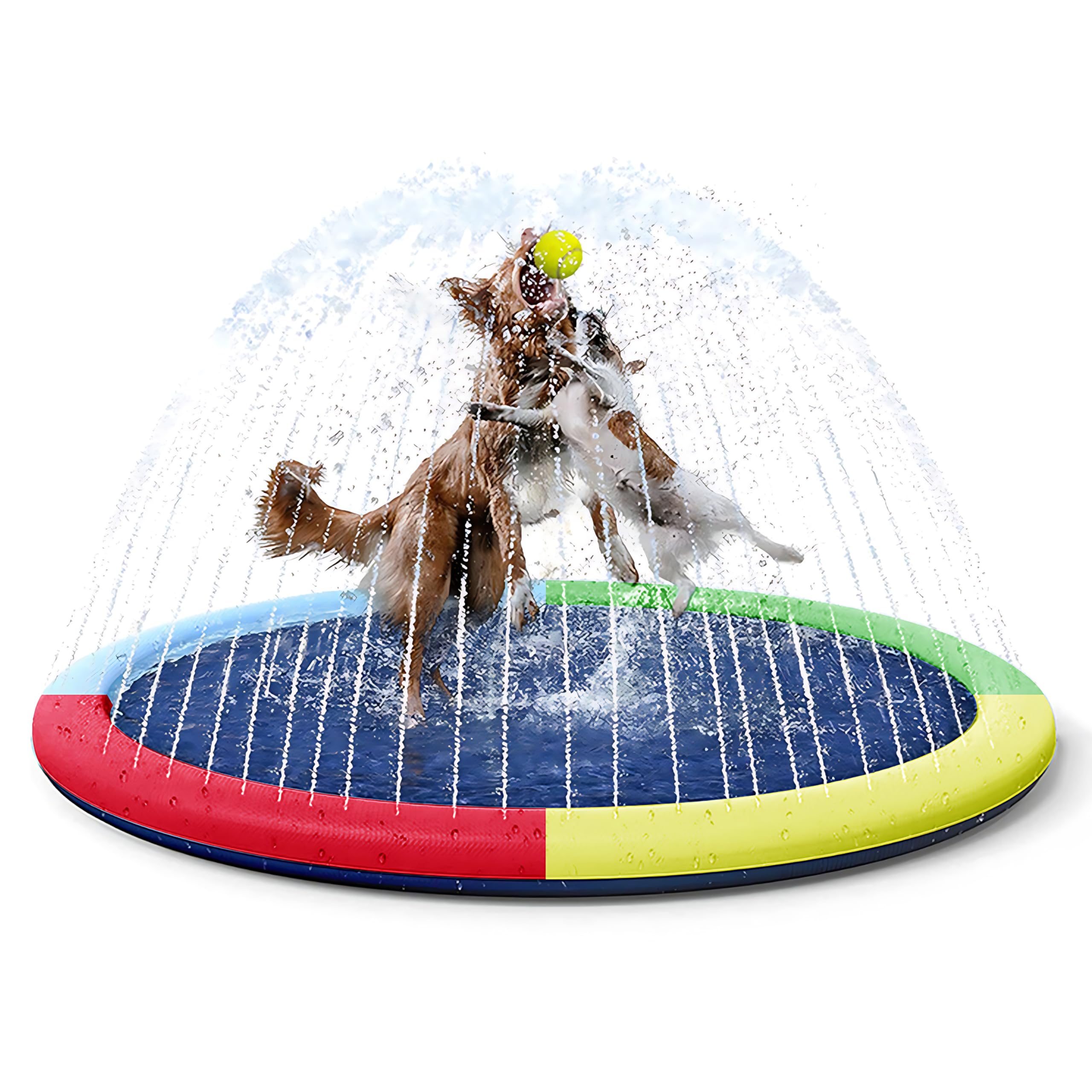 ZALBYUY Splash Pad for Dog, 67’’ Non-Slip Thicken Sprinkler Pool Outdoor Play Mat, Summer Fun Backyard Water Toys for Puppy Large Pet Dog