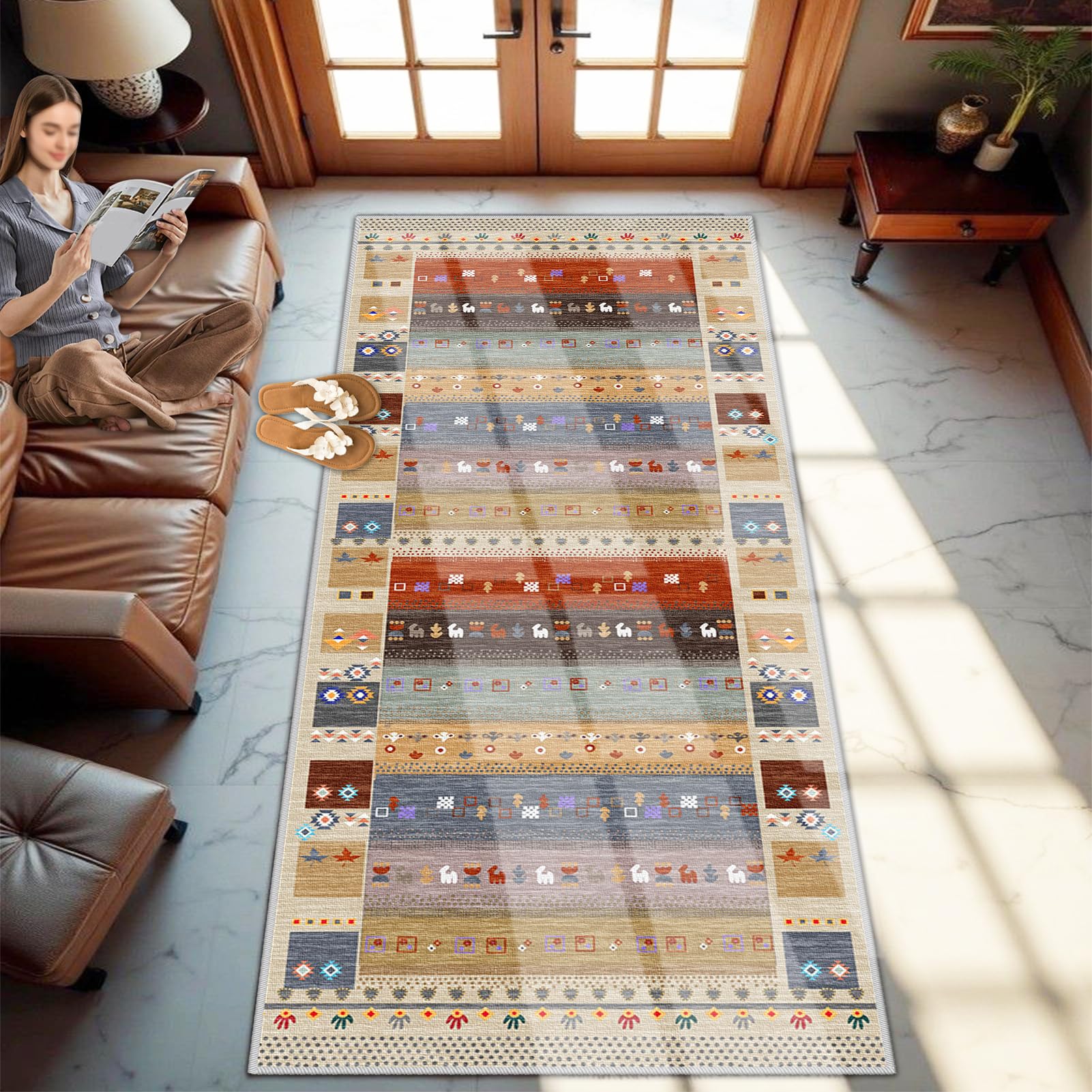 Alfombra de pasillo larga lavable y antideslizante para cocina y entrada de 60 x 220 cm
