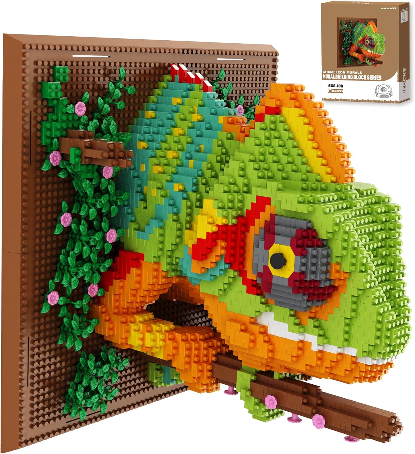 Loyratche Chameleon Animal 3D Wall Art Micro Mini Building Blocks Set, Unique Home Wall Decor or Table Display Ideal Birthday Toy for Adults