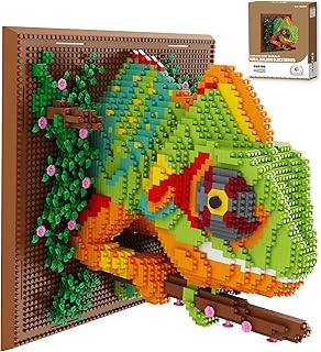 Loyratche Chameleon Animal 3D Wall Art Micro Mini Building Blocks Set, Unique Home Wall Decor or Table Display Ideal Birthday Toy for Adults