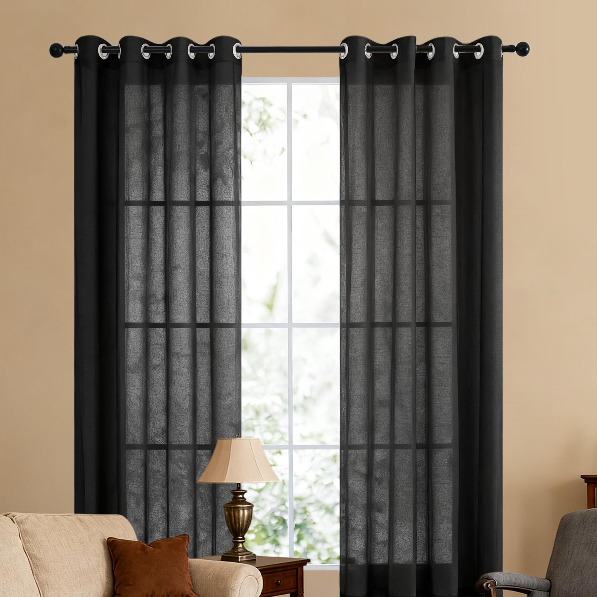 Voilages doux et esthétiques noir 100x210 pour une décoration intérieure chic
