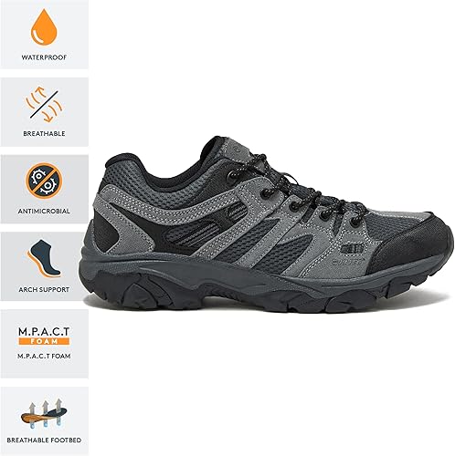 Vista 2 de HI-TEC Ridge Low - Zapatos de senderismo impermeables para hombre, ligeros, transpirables, para exteriores, senderismo, senderismo, senderismo