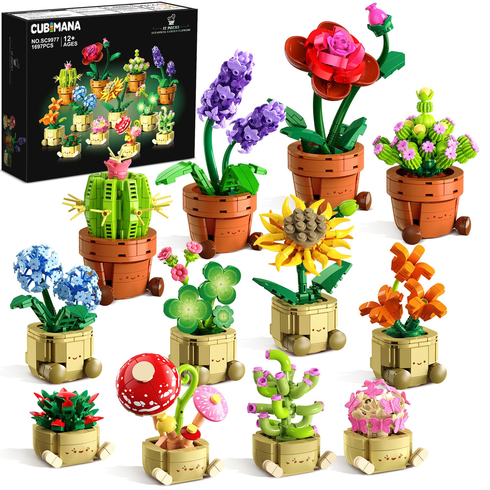 Amazon.com: CUBIMANA 12 Whimsical Flowers & Plants Mini Building