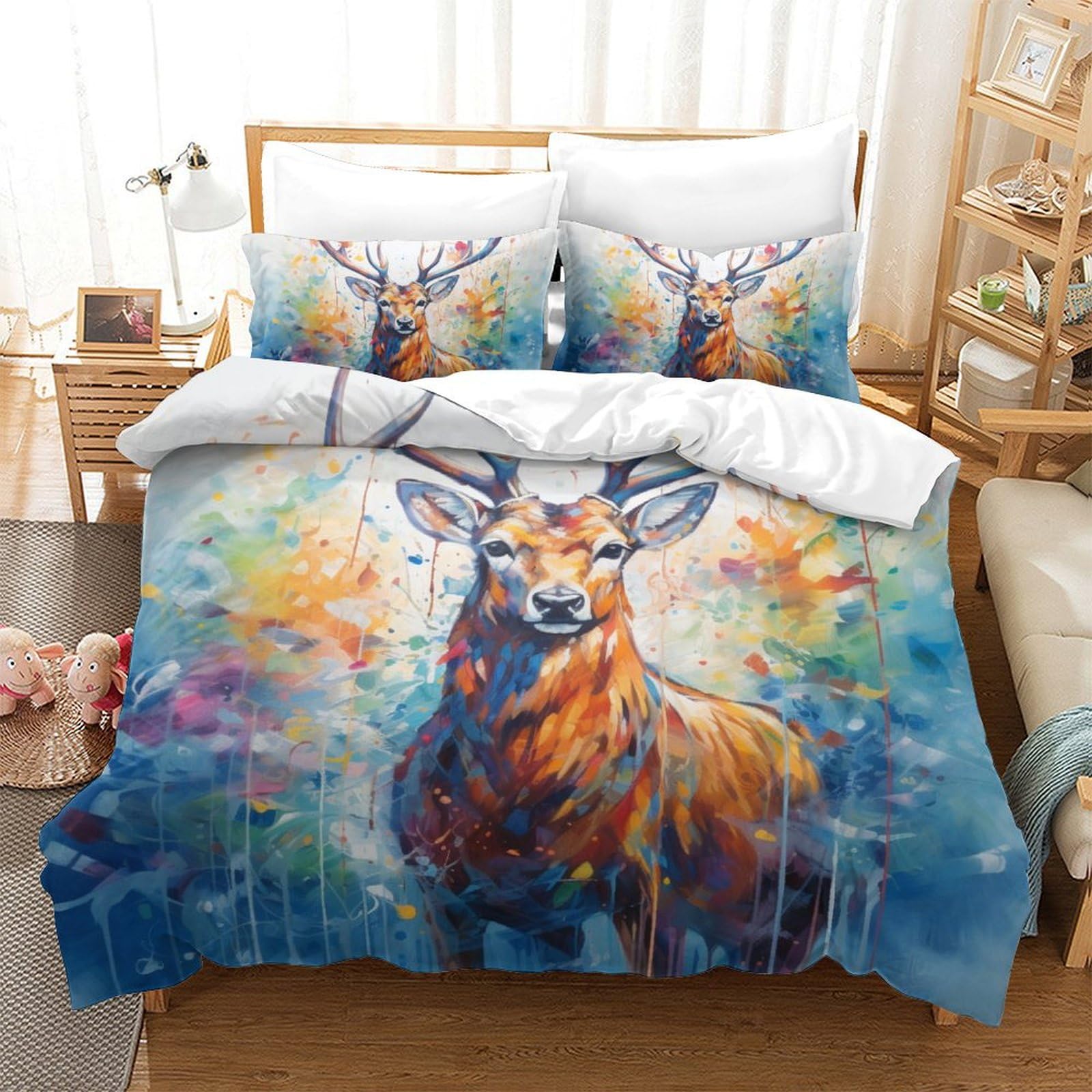 Housse de couette et le wapiti pour garçons filles en 220x240cm