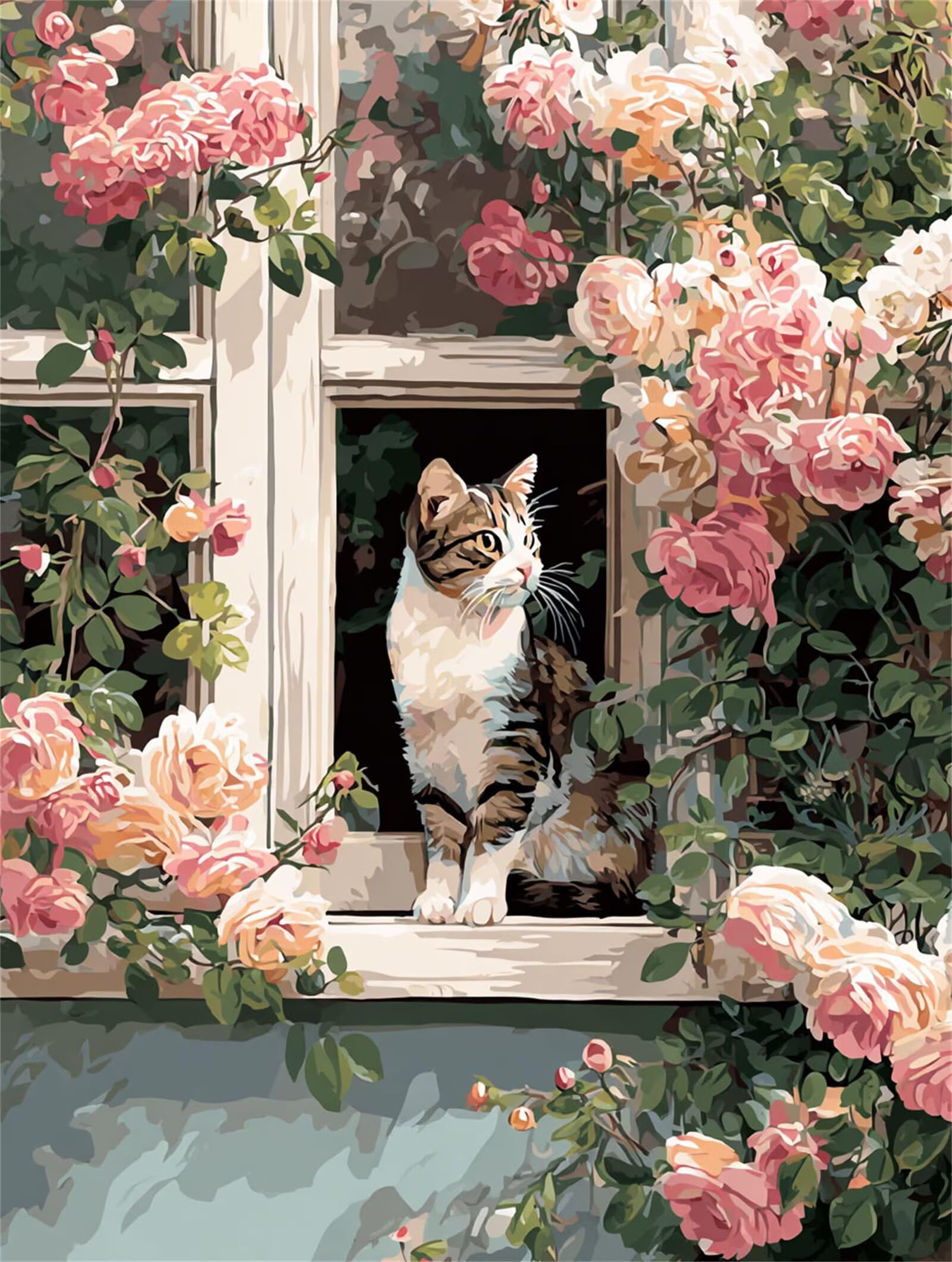 Dipingere con i Numeri Adulti gatto, Fiori Dipingere con i Numeri Bambini DIY Kit, Set Premium con Pennelli, Decorazione Casa & Creativo Regalo di Compleanno, Attività di Tempo libero 90x120cm z-287