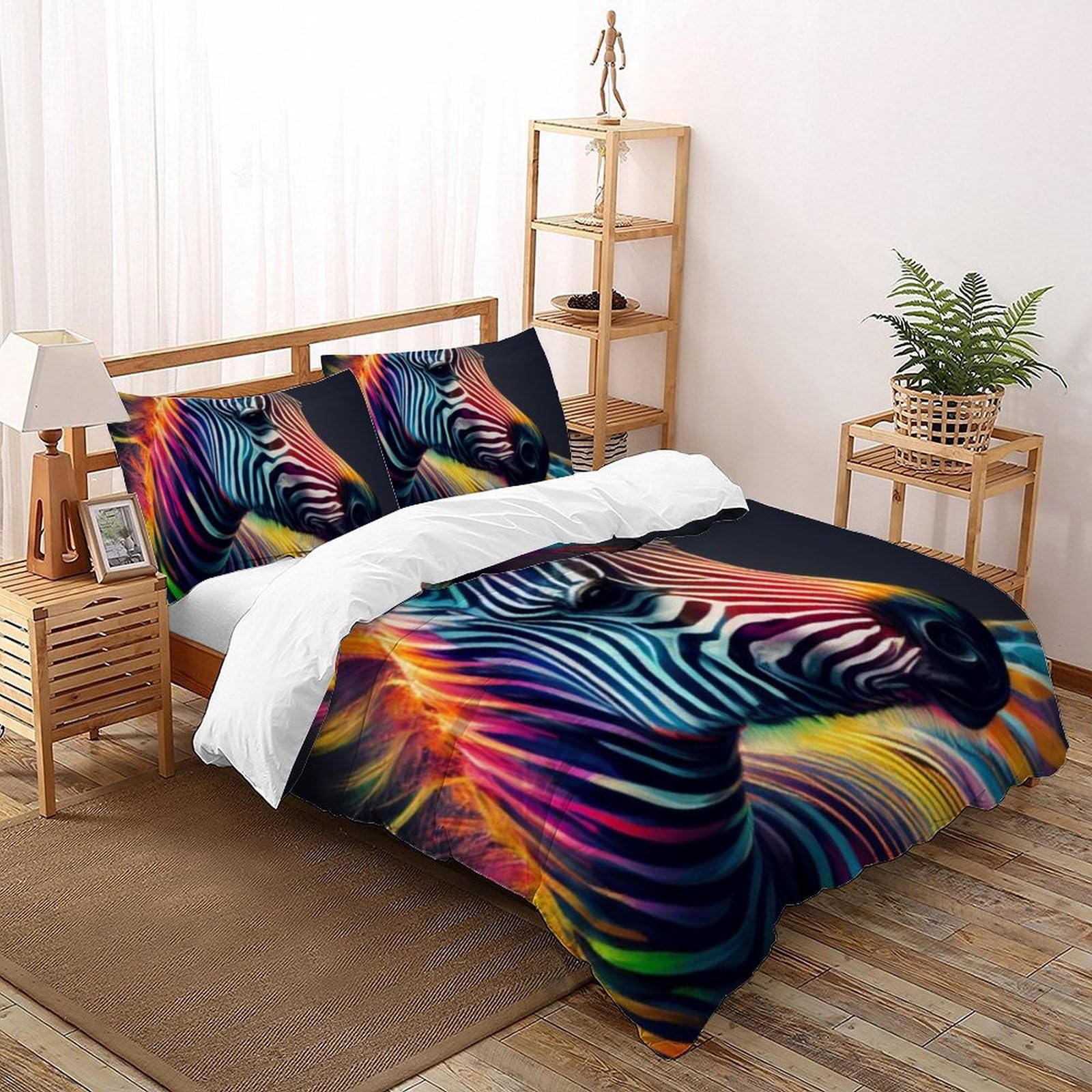 Housse de couette fermeture éclair animaux microfibre lit king 220x240