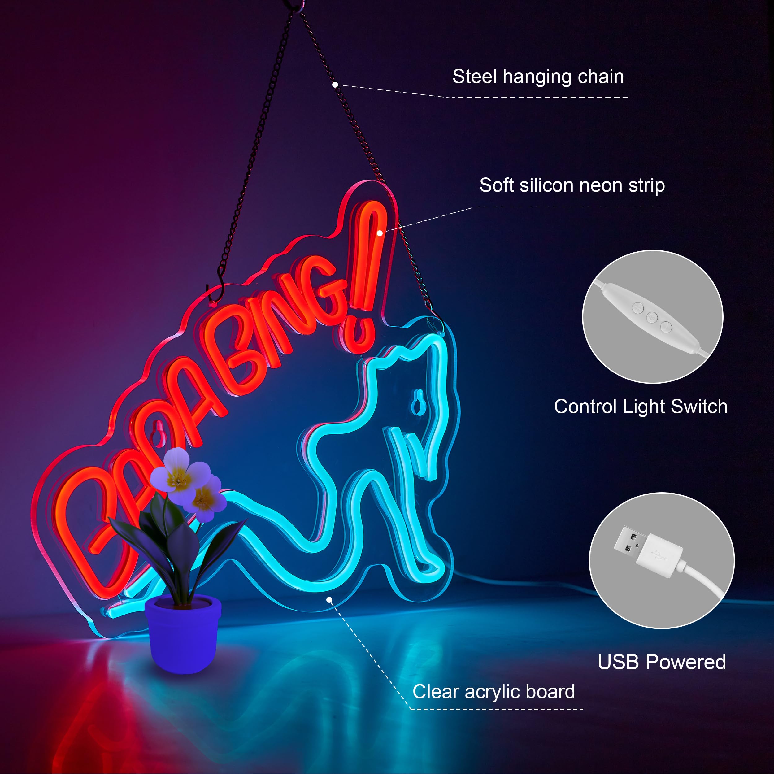 Amazon.com: Bada Girls Neon Sign for Wall Décor Dimmable Bing