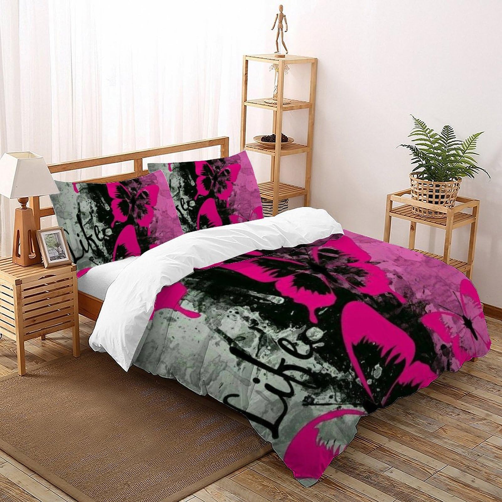 Parure de lit Super King 260x220cm avec housse de couette animal sauvage et 2 taies d'oreiller