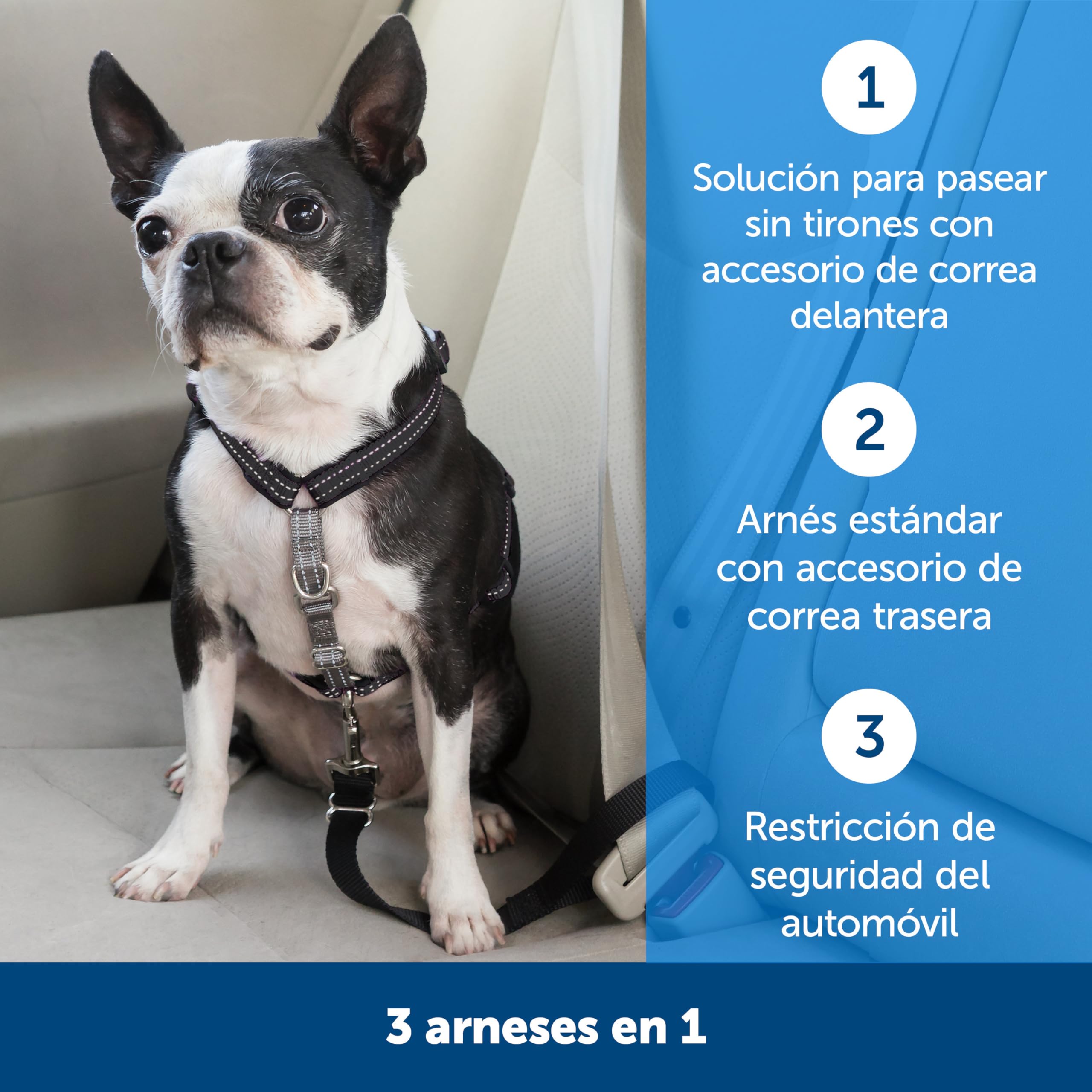 PetSafe 3-in-1 - Arnés Pectoral para Perros con Enganche Frontal - para Paseos Controlados - Negro - S