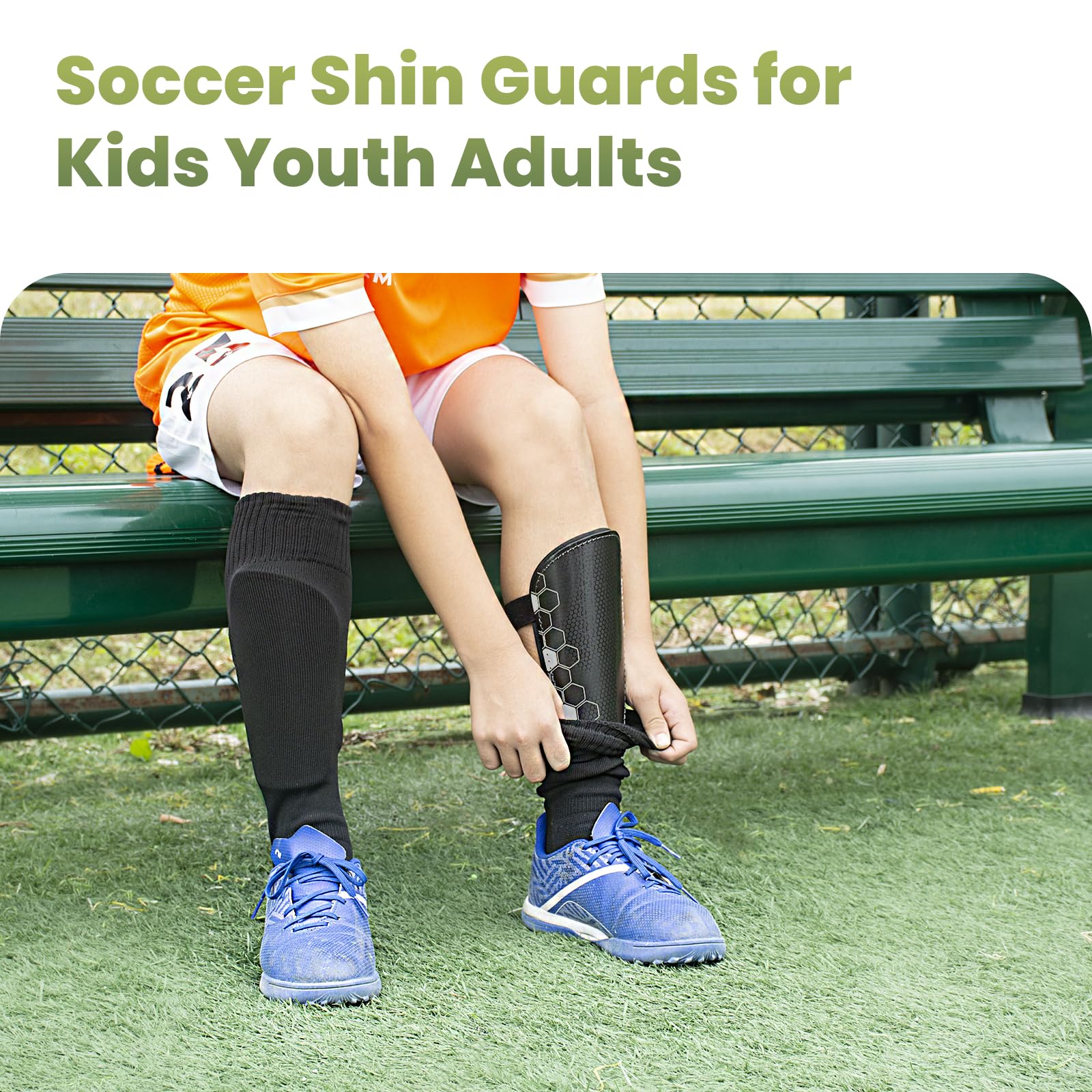 Espinilleras de fútbol para niños y jóvenes, espinilleras defensoras y calcetines largos de fútbol para adultos, niños y niñas, equipo de espinilleras y mangas – Equipo de fútbol para niños de 3, 5, 4