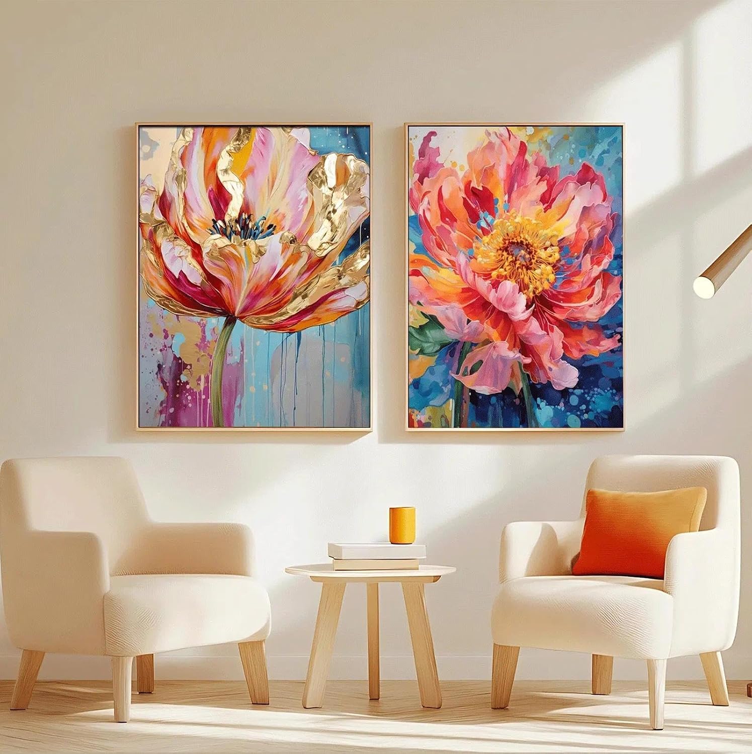 JATOK 3 Packs Paint by Numbers Kit for Adults - 16x20in/40x50cm, Flowers on Colored Rolled Canvas with 3 Sets Pigments, Easy DIY Acrylic Painting for Beginners, Home Wall Decor (Without Frame)