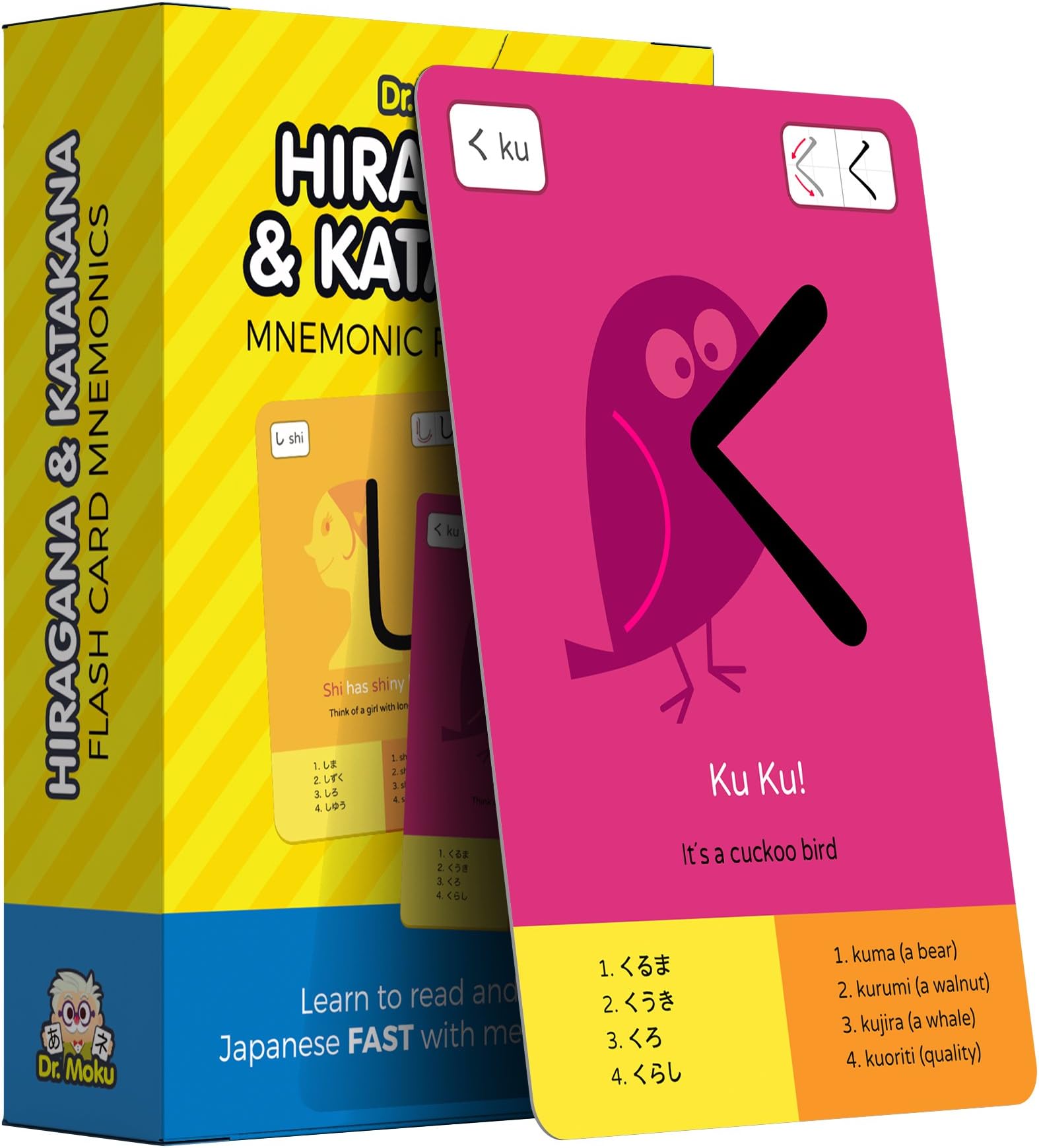 Dr. Moku Hiragana & Katakana Flashcards - Learn Japanese with s Mnemonics