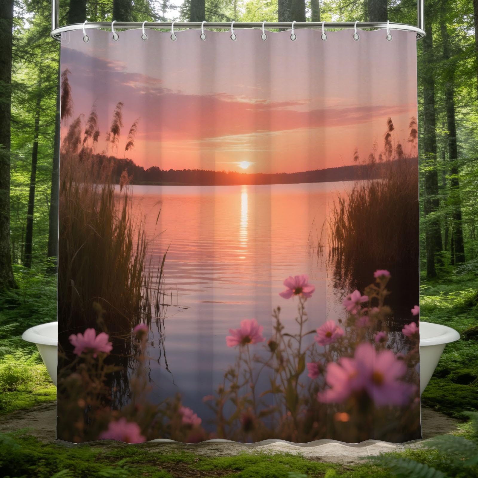 Rideau de douche anti-moisissure 200x200 en tissu polyester pour éviter les projections