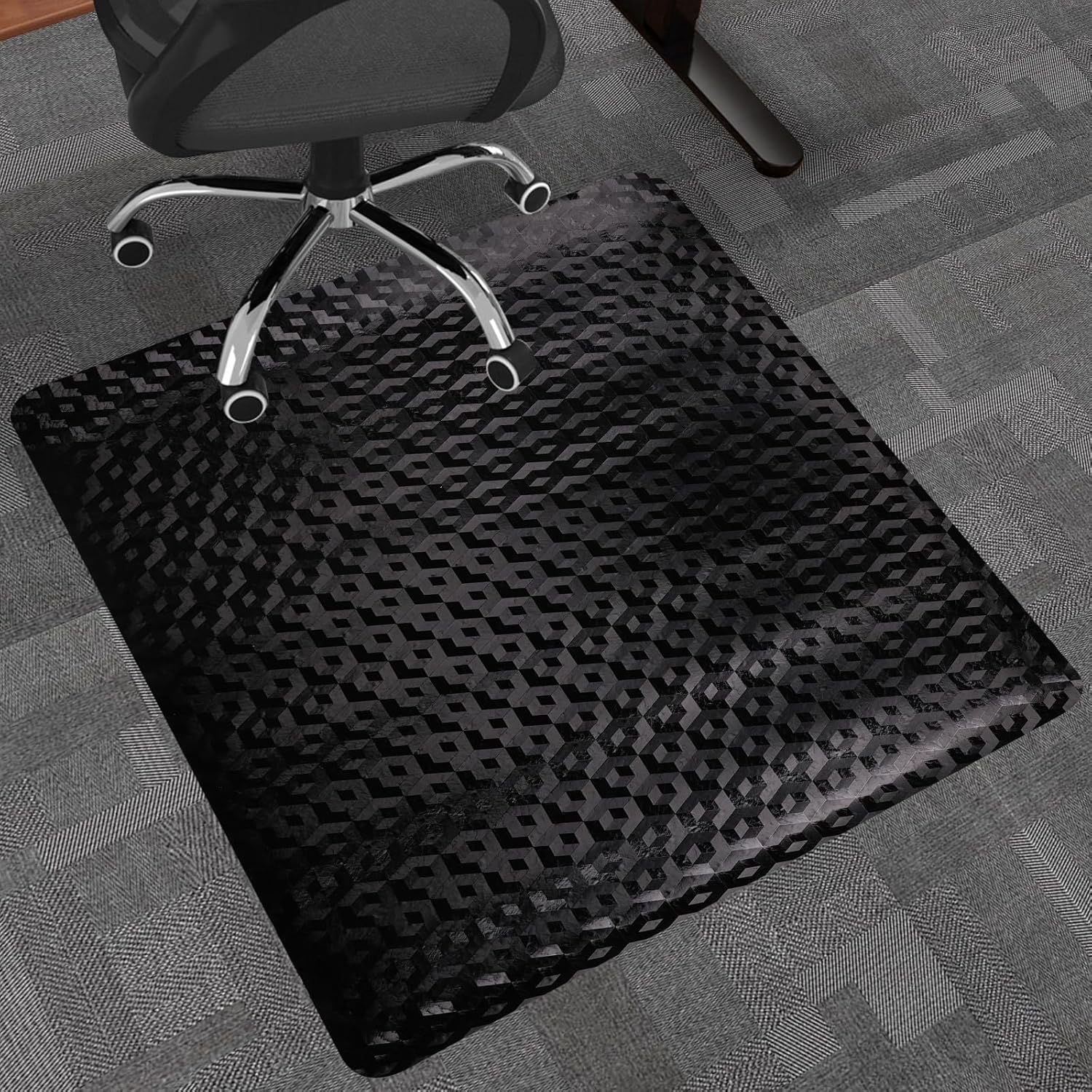 Large Chair Mat for Carpets Heavy-Duty Desk Chair Mat for Office, Studio & Pet Areas Non-Slip Floor Mat with Grip Spikes Smooth Glide Surface Easy Clean Extra Thick Carpet Protector (Black 36" x 48") Black-36" X 48"