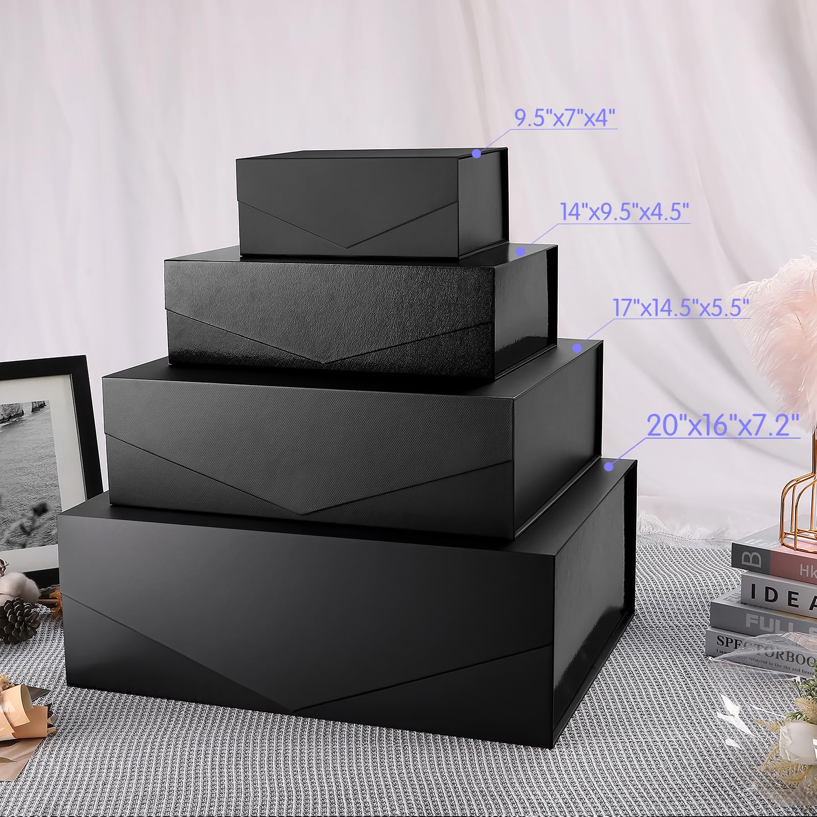 JINGUAN 49,2 x 40,8 x 17,8 cm, extra große Geschenkbox mit Deckel | Extra große Geschenkbox mit Deckel, riesige Geschenkbox für Kleidung und große Geschenke, 49,2 x 40,8 x 17,8 cm
