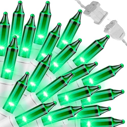 Miniatura 40 de LAMPHOME Juego de luces de Navidad superbrillantes extensibles de color blanco cálido, 100 luces de 19.6 pies, con certificación UL, mini luces para