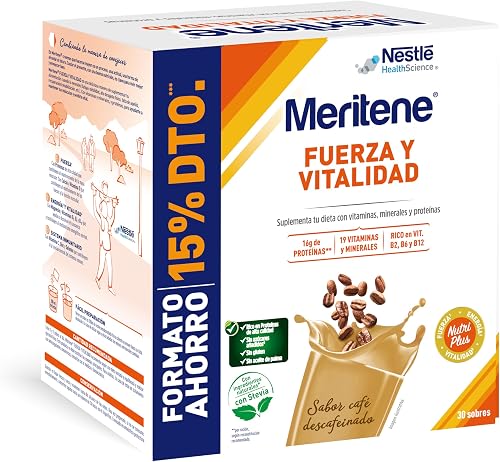 Meritene, Fuerza y Vitalidad, Batidos Sabor Café Descafeinado, Fuerza para tus M