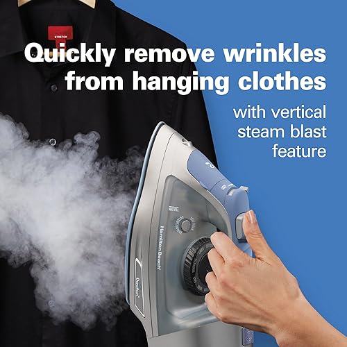 Miniatura 7 de Hamilton Beach Plancha de vapor y vaporizador vertical para ropa con suela de Durathon resistente a los arañazos, cable retráctil de 8 pies, apagado