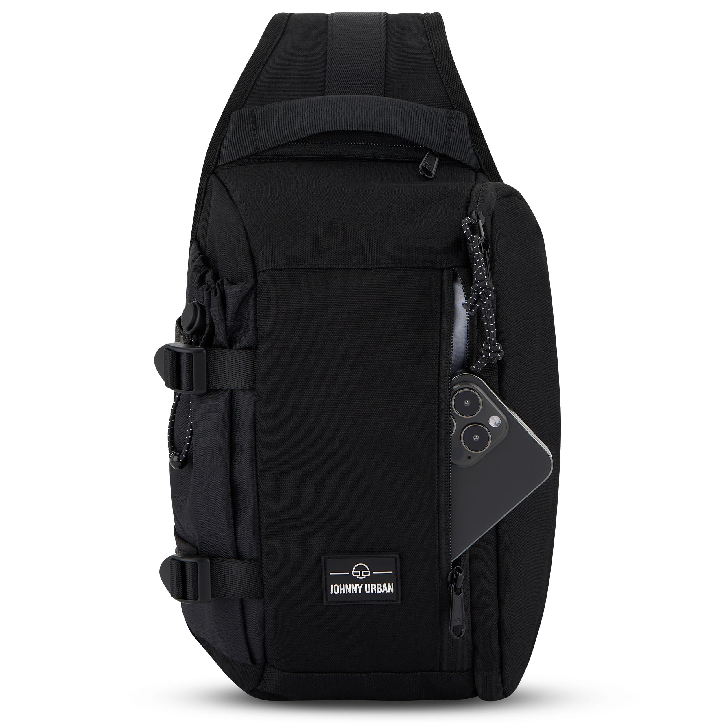 Johnny Urban Slingbag Damen Herren Schwarz - Charlie - Crossbody Schultertasche Travel Wandern Outdoor Reisen - Reißfestes & Langlebiges Material - Fach für Wasserflasche