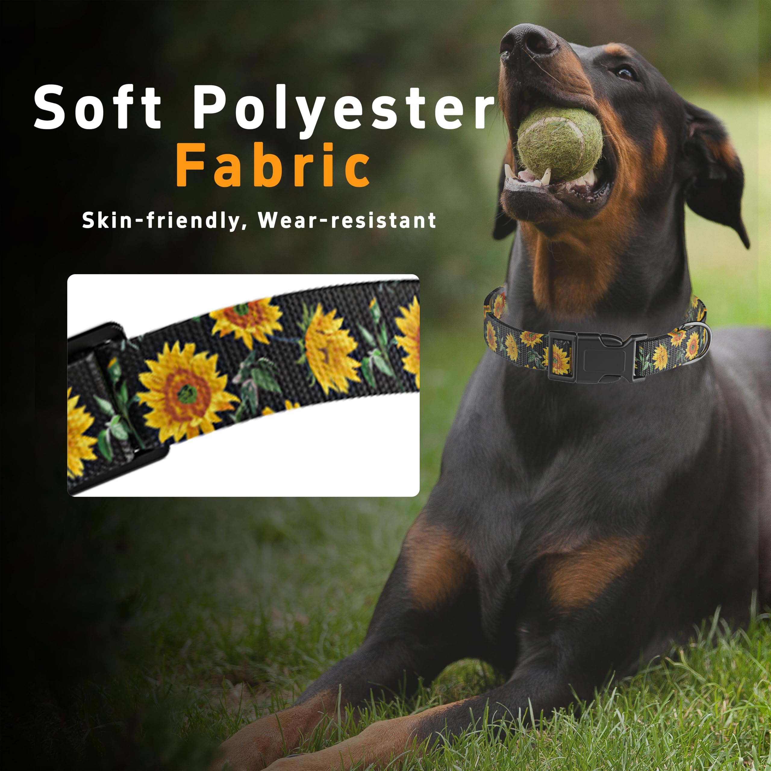 Sonnenblumen-Hundehalsband – Verstellbar, Weiches Polyester, Mit Sicherheitsschnalle, Für Kleine Bis Große Hunde