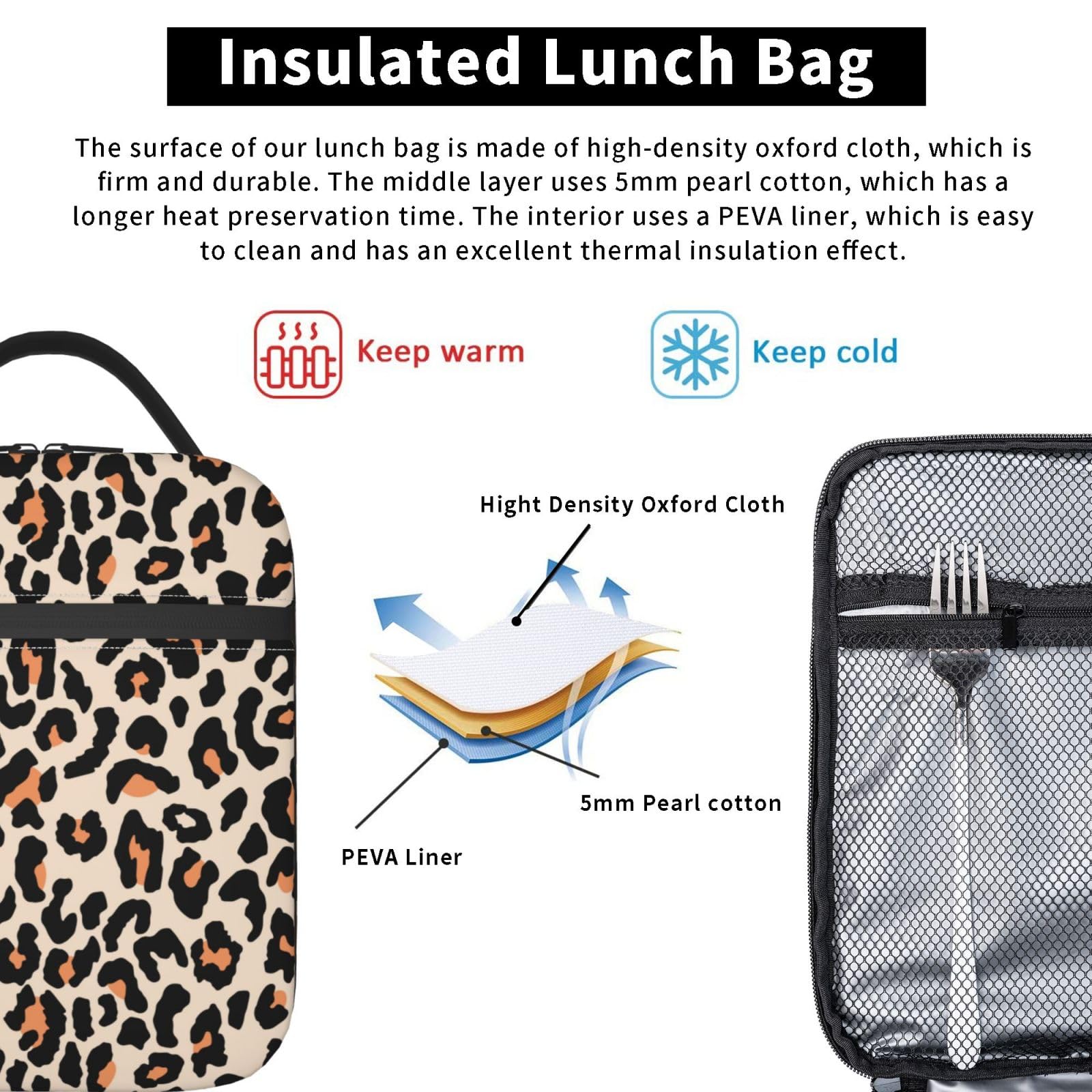 Isolierte Lunchtasche Mit Bären-Muster – Hält Essen Warm/kalt, Perfekt Für Arbeit, Picknick & Reisen