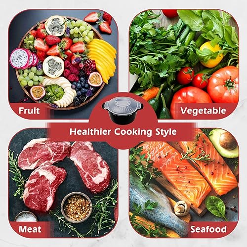 Miniatura 8 de Utensilios de cocina micro profesionales pequeños de 1 cuarto de galón, vaporizador para microondas para verduras, cocina de microondas, sin BPA,