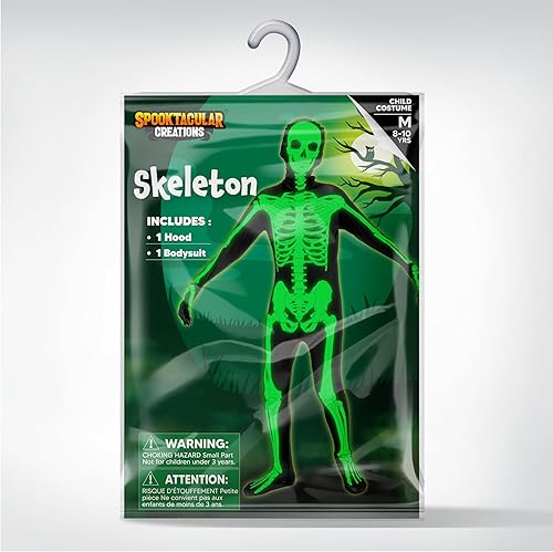 Miniatura 6 de Spooktacular Creations Disfraz de esqueleto 3D de Halloween para niños, disfraz de esqueleto para Halloween