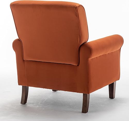 Miniatura 9 de Sillón clásico con marco de madera de abedul y cómodos reposabrazos enrollados, sillones para sala de estar, dormitorio y decoración de oficina,