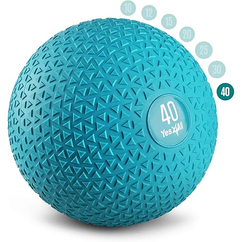 Yes4All Slam Balls (Black, Blue, Teal, Orange & Glossy) 10-40lbs for Strength and Crossfit Workout – Slam Medicine Ball