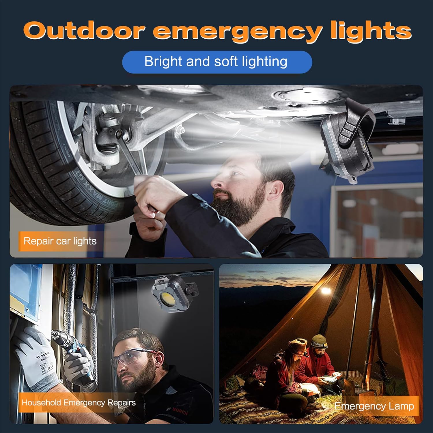 KunHe 4 Pack Christmas Stocking Stuffers Gifts for Men Adults Him Dad Mini 500 Lumens 1200 MAh Magnetic Led Work Light Rechargeable for Car Repairing Emergency Light - Image 6