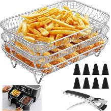 Air Fryer Rack Accessories for Ninja Dual Basket 3 Layers 304 Stainless Steel Stackable Speck Air Fryer Accessories for Ninja AF300UK Salter/Instant/EMtronics with Clip