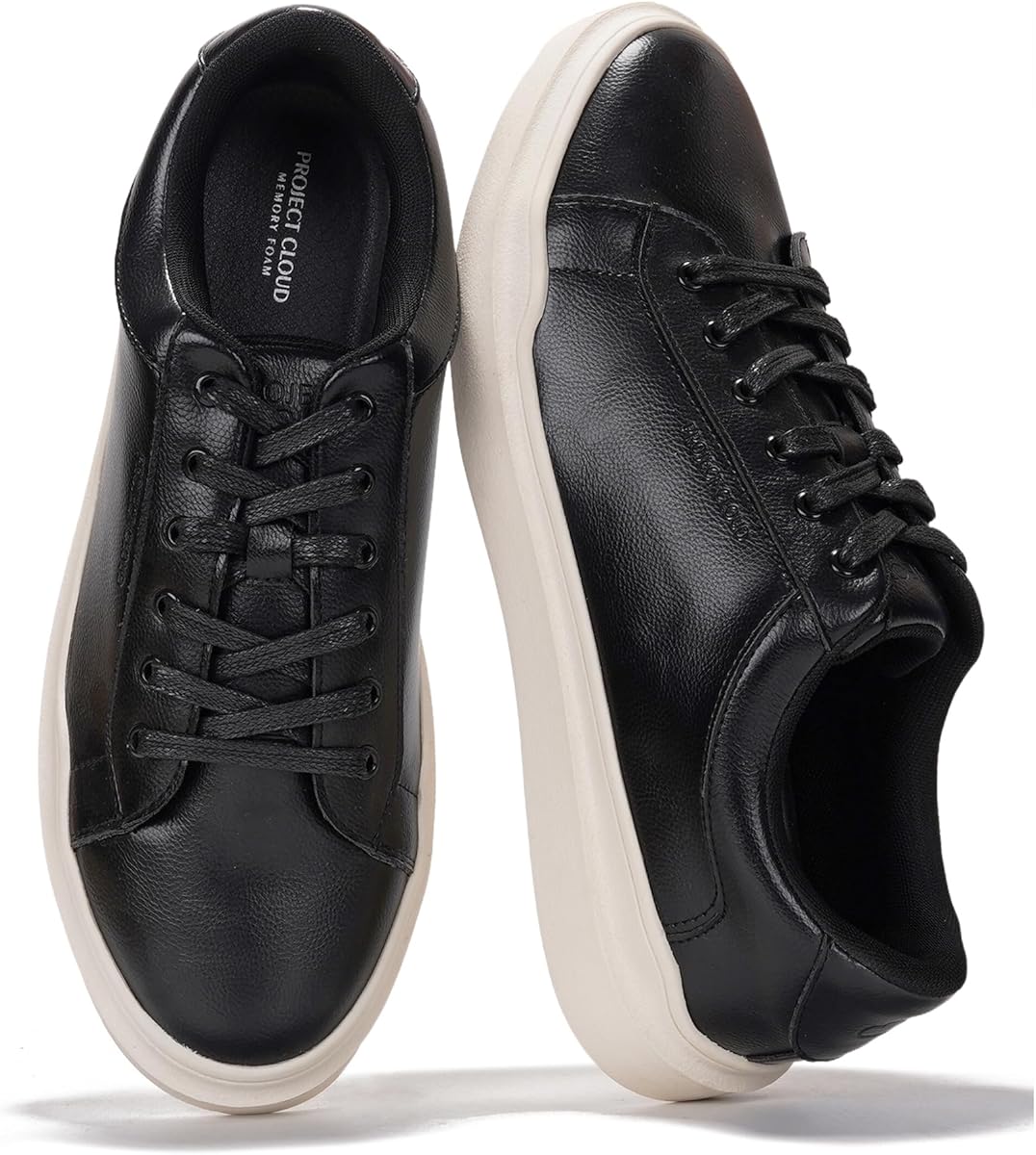 Project Cloud Mens Sneakers - Eco-Crafted Leather Memory Foam Insole Dress Shoes for Men Non Slip Laced-Up Water-Resistant Mens Casual Shoes - Dress Sneakers 2026 (Tilton)