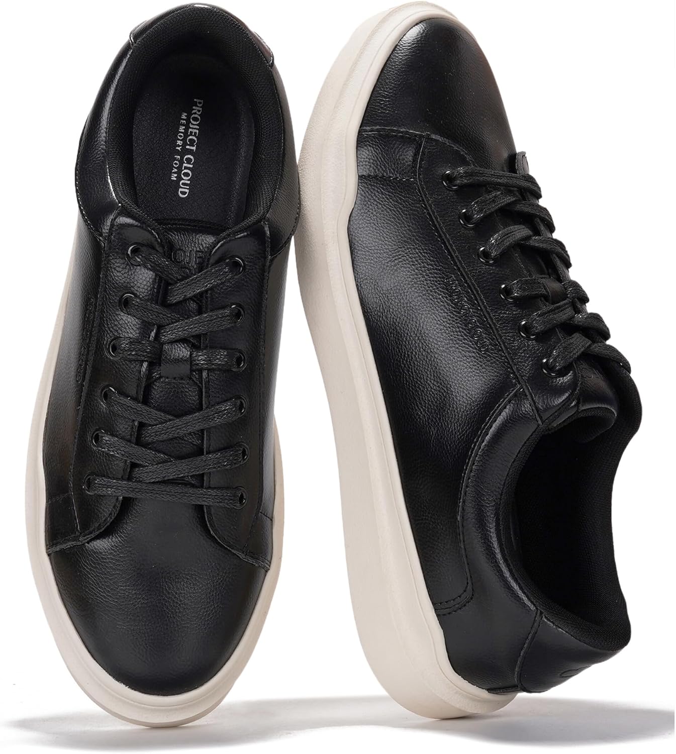 Project Cloud Mens Sneakers - Eco-Friendly Leather Memory Foam Insole Dress Shoes for Men Non Slip Laced-Up Water-Resistant Mens Casual Shoes - Dress Sneakers 2026 (Tilton)